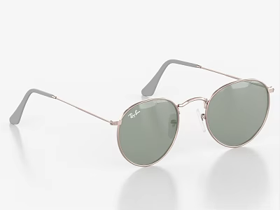 Round Metal Frame Sunglasses With Green Lenses And Comfortable Temples 3d model