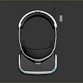 PlayStation VR Headset Modern Design With Black White Blue Accents And Connected Cable