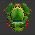Vibrant Green Frog With Red Eyes Red Feet And Colorful Stripes On Smooth Surface