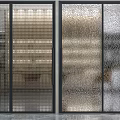Modern Interior Design With Textured Glass Sliding Doors And Metal Frames