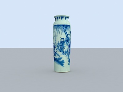 Chinese Ceramic Utensils Blue and Flower Character Unification Bottle model