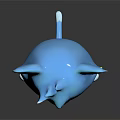 Blue Cartoon Cat Character With Big Eyes White Belly And Yellow Ring Ears