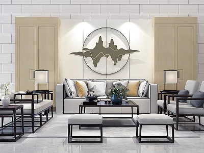 Sofa coffee table combination 3d model