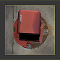 Red Modern Column Structure With Square Base And Smooth Surface