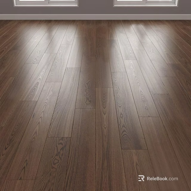Dark Brown Hardwood Flooring With Natural Wood Grain And Smooth Glossy Finish 3d model 