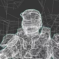 Game and Movie Character Armored Sci-Fi Warrior with Detailed Helmet and Body Armor