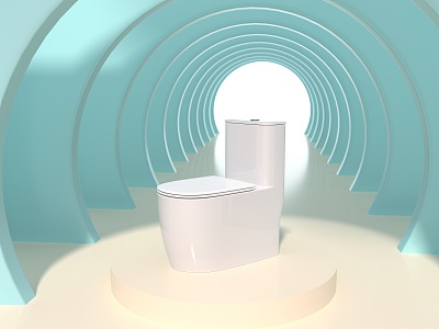 Ceramic toilet with scene 3d model