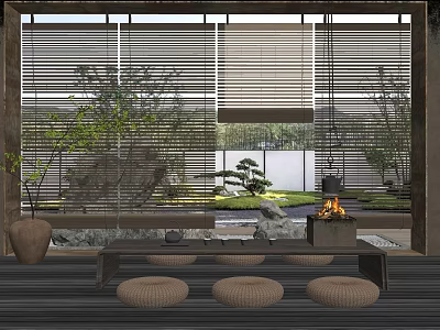 Japanese Curtain Bamboo Curtain Seat Curtain Folding Curtain Roller Window Blinds 3d model