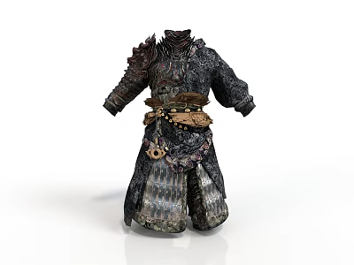 Intricate Robe Style Battle Armor With Complex Patterns Decorative Waist Belt And Pendants 3d model