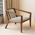 Comfortable Modern Leisure Chair With Wooden Frame And Gray Textured Cushion