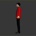 Traditional Red Chinese Style Top With Golden Patterns And Dark Pants Black Shoes