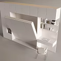 White Modern Wardrobe With Multiple Doors Open Shelves And Desk Chair