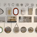 Various Shaped Decorative Mirrors With Modern Frames And Wall Mounted Designs 3d model