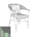 Stylish Natural Rattan Armchair With Red Geometric Cushion And Woven Accents