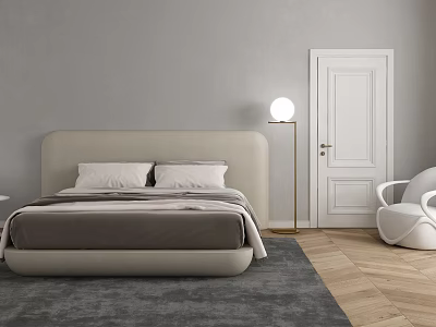 Modern Double Bed Fashionable Italian Bed Sheet Chair 3d model