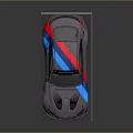 Sleek Silver Gray Sports Car With Blue Red Stripes And Black Wheels