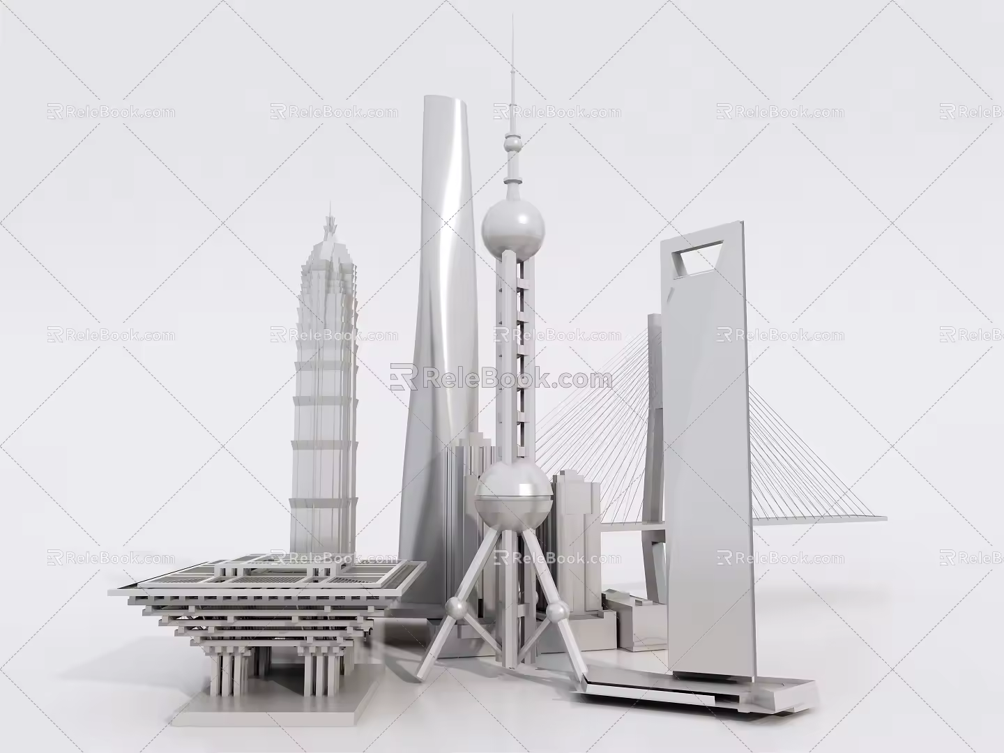 Modern Architecture Shanghai Characteristic Architecture 3d model