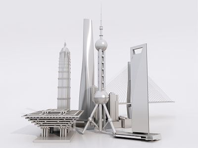 Modern Architecture Shanghai Characteristic Architecture 3d model