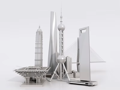 Modern Architecture Shanghai Characteristic Architecture 3d model