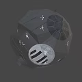 Circular Industrial Viewport Structure With Metal Frame And Geometric Panels
