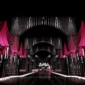 Elegant Stage Design With Pink Draperies Lighting Red Seats And Modern Styling