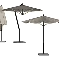 Outdoor Architectural Umbrella Structures With Various Designs Metal Frames And Gray Canopies