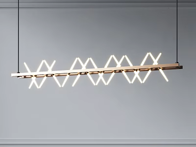 Modern Geometric Linear Chandelier with Warm Light Sleek Design and Metal Frame 3d model