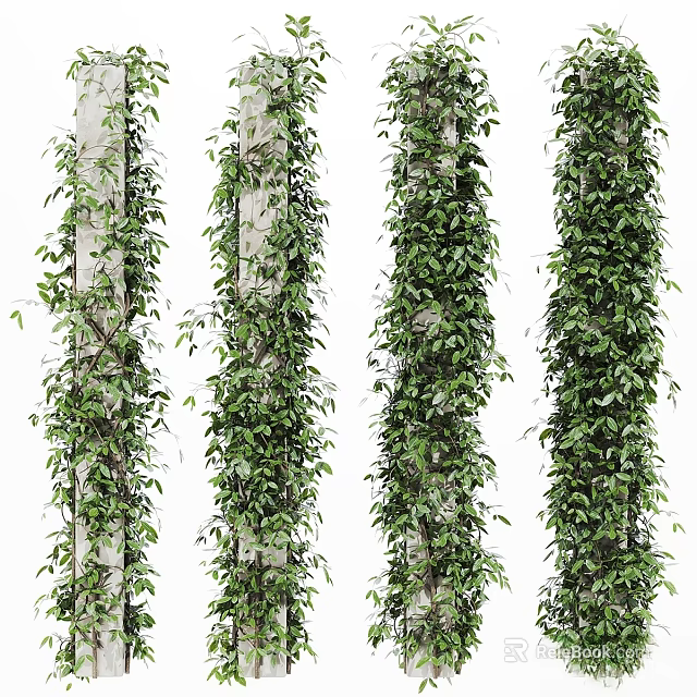 Lush Green Climbing Vines Covering Garden Pillars For Decorative Landscaping 3d model 