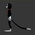 Black And White Cartoon Cat Character Wearing Red Tie And Suit In Standing Pose