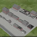 Ancient Chinese Architectural Complex With Symmetric Layout Classic Roof And Courtyard Design