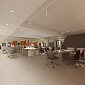 Modern Office Interior With Open Layout Desks Ergonomic Chairs Orange Partitions And Plants