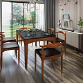 New Chinese Dining Table and Chair Combination Dining Table and Chair 3d model