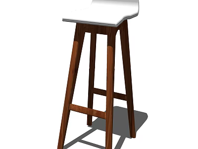 Modern Minimalist Bar Stool With White Seat And Wooden Legs For Home Kitchen Use 3d model