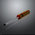 Professional Hardware Tool Screwdriver with Red and Yellow Striped Handle and Metal Shaft