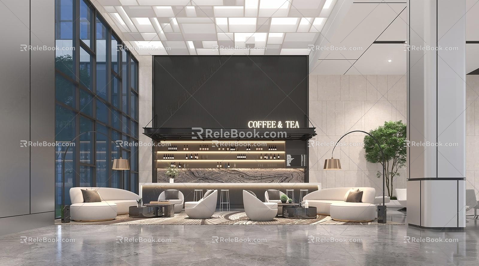 Modern Sales Office Sales Office Hall Negotiation Area Sales Office Reception Area Reception Desk and Chair Sales Office Water Bar Area 3d model