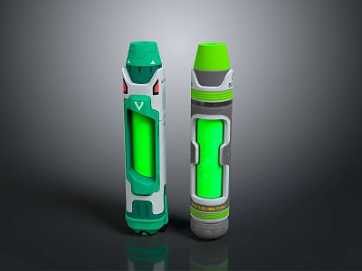 Two Green White Gray Handheld Devices With Transparent Windows And Accents 3d model