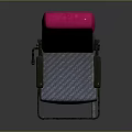 Gray Upholstered Chair With Pink Headrest Armrests Footrest And Modern Design