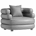 Plush Beige Accent Chair with Thick Armrests and Comfortable Pillow Modern Cozy Design