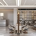 Elegant Modern Beauty Hair Salon Interior With Styling Chairs Mirrors And Product Displays