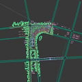 Aerial View Planning of Modern International Building Complex With Roads Vehicles and Greenery
