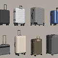 Assorted Hard Shell Suitcases In Multiple Colors With Wheels And Modern Designs 3d model