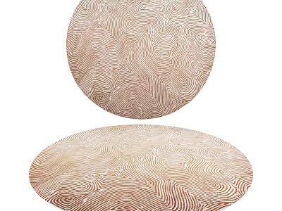 Round Area Rug With Wavy Pattern In Brown And Beige Color Design 3d model