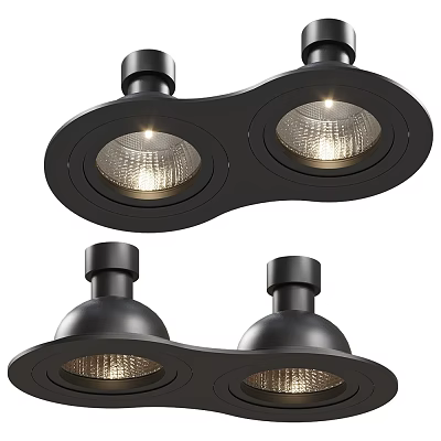 Sleek Black Double Head Downlight Spotlight with Modern Design and Bright Illumination 3d model