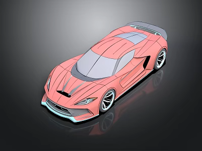 3D Rendered Pink Sports Car With Sleek Modern Aerodynamic Exterior Design 3d model