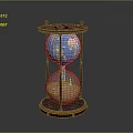 Red Wooden Frame Hourglass With Silver Glass Bulbs And Reflection Base