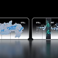Commercial Display Equipment With Interactive Maps Charts And Data Visualization Panels 3d model