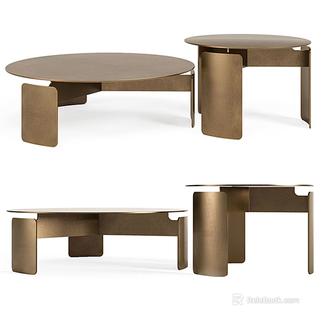Modern Brass Coffee Table With Unique Geometric Leg Structure And Sleek Design 3d model