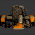 Futuristic Orange And Gray Robot With Mechanical Structure And Camera Antenna