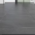 Modern Gray Floor Tiles In Bright Interior With Glass Table And Plant
