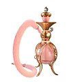 Elegant Pink Decorative Ornaments Set With Gold Accents Crown Top And Long Pipe Design